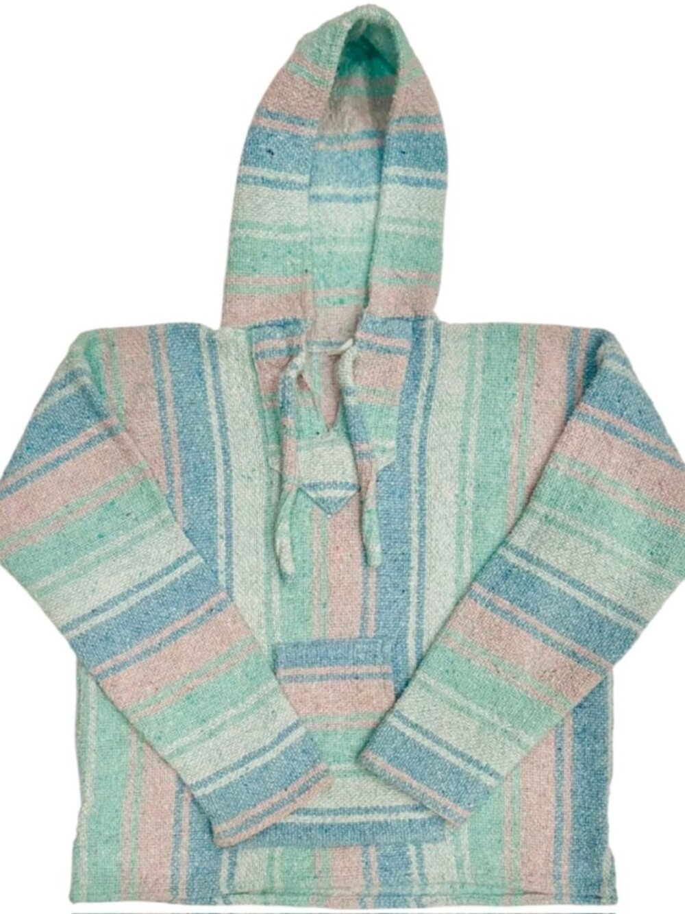 Vintage Baja Hoodie Pastel Stripe Mexican Blanket Surf Malibu Style